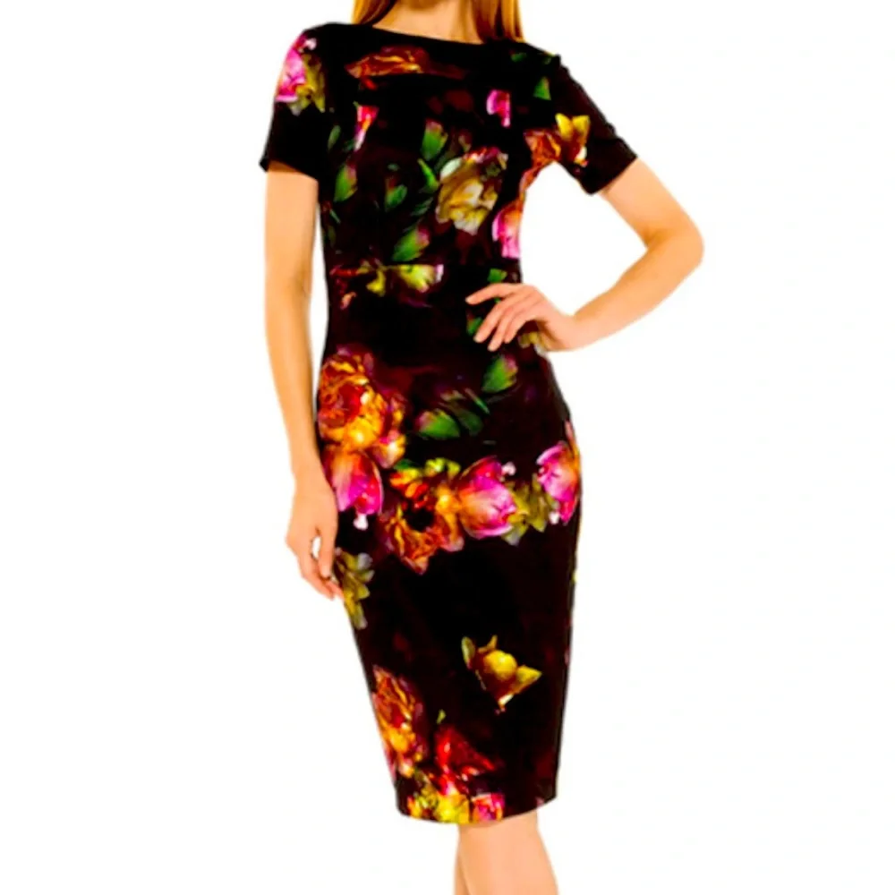Alexia Admor Enchanted Garden Scuba Sheath Dress XS